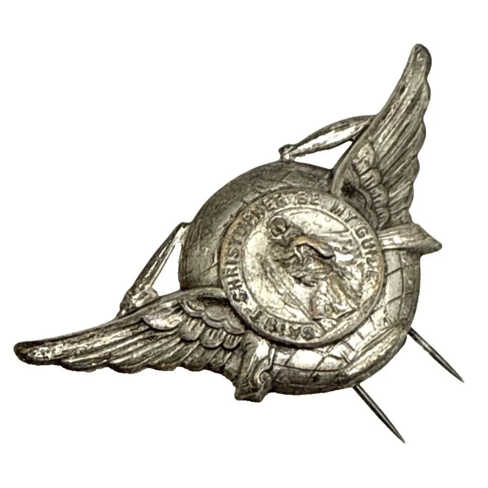 Vintage St. Christopher Medal Car Visor Clip Winged Be My Guide 3